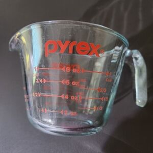 Pyrex Clear Glass Measuring Cup with Red Markings